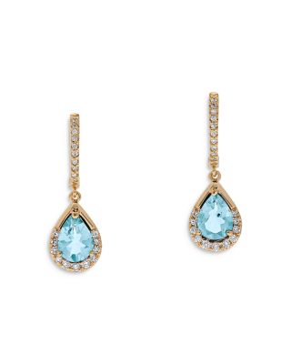 Bloomingdale's Fine Collection Aquamarine & Diamond Pear Drop Earrings in 14K Yellow Gold