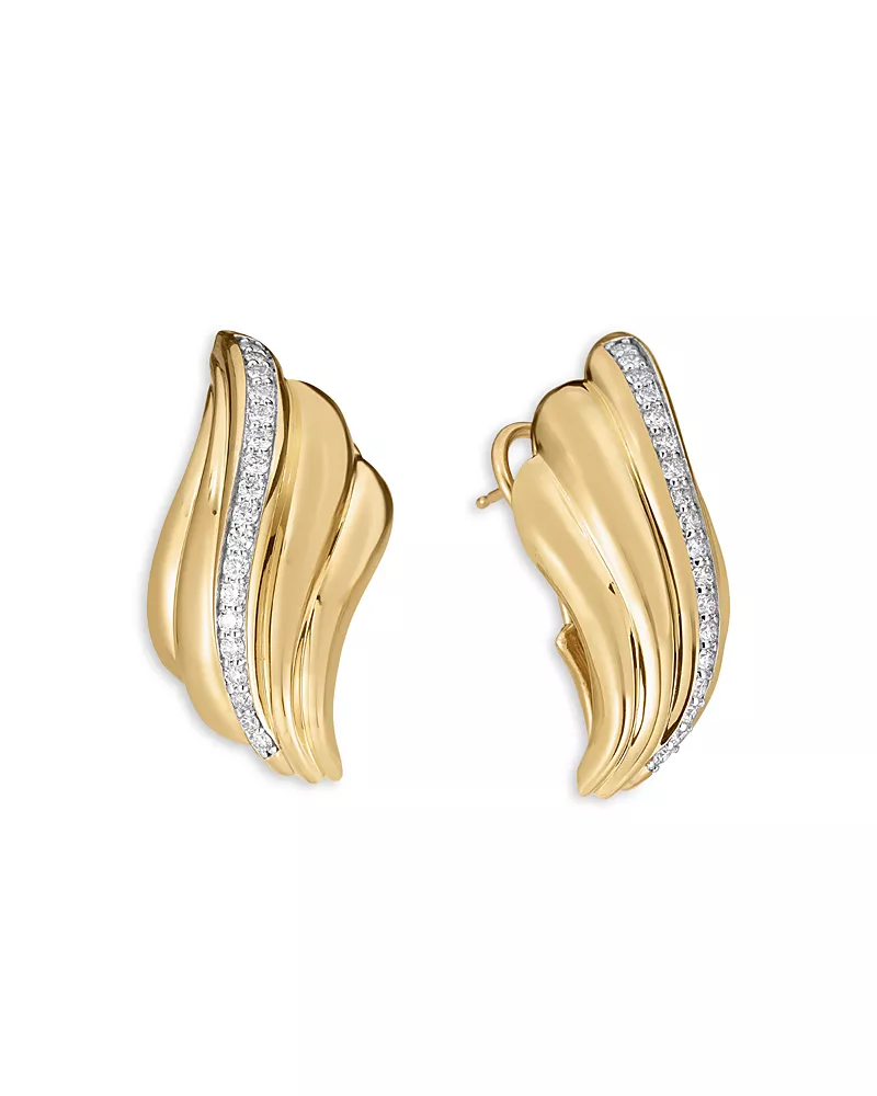 Roberto Coin 18K Yellow Gold Bold Gold Diamond Croissant Statement Earrings