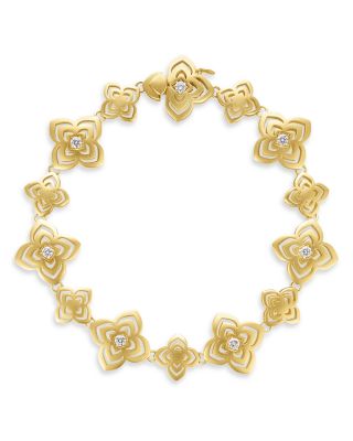Roberto Coin - 18K Yellow Gold Palazzo Ducale Diamond Satin Flower Link Bracelet