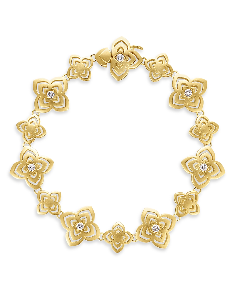 Roberto Coin 18K Yellow Gold Palazzo Ducale Diamond Satin Flower Link Bracelet
