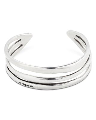 Uno de 50 - Electrik Rigid Engraved Logo Triple Row Cuff Bracelet in Sterling Silver