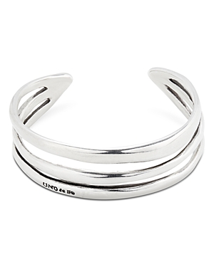 Shop Uno De 50 Electrik Rigid Engraved Logo Triple Row Cuff Bracelet In Sterling Silver