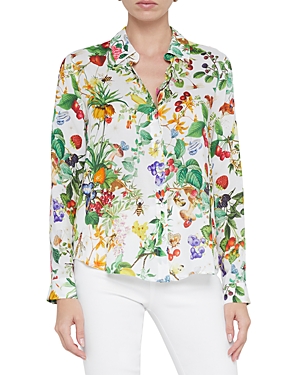 Shop L Agence L'agence Holly Long Sleeve Blouse In White Multi