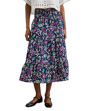 Shop Rails Edina Tiered Maxi Skirt In Woodblock Floral
