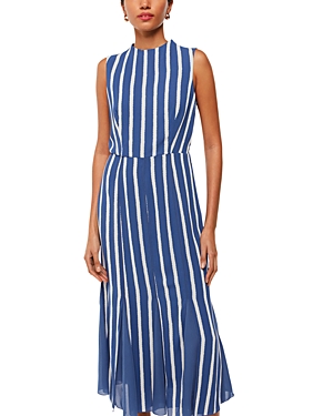 Shop Whistles Crinkle Stripe Midi Dress In Blue/multi