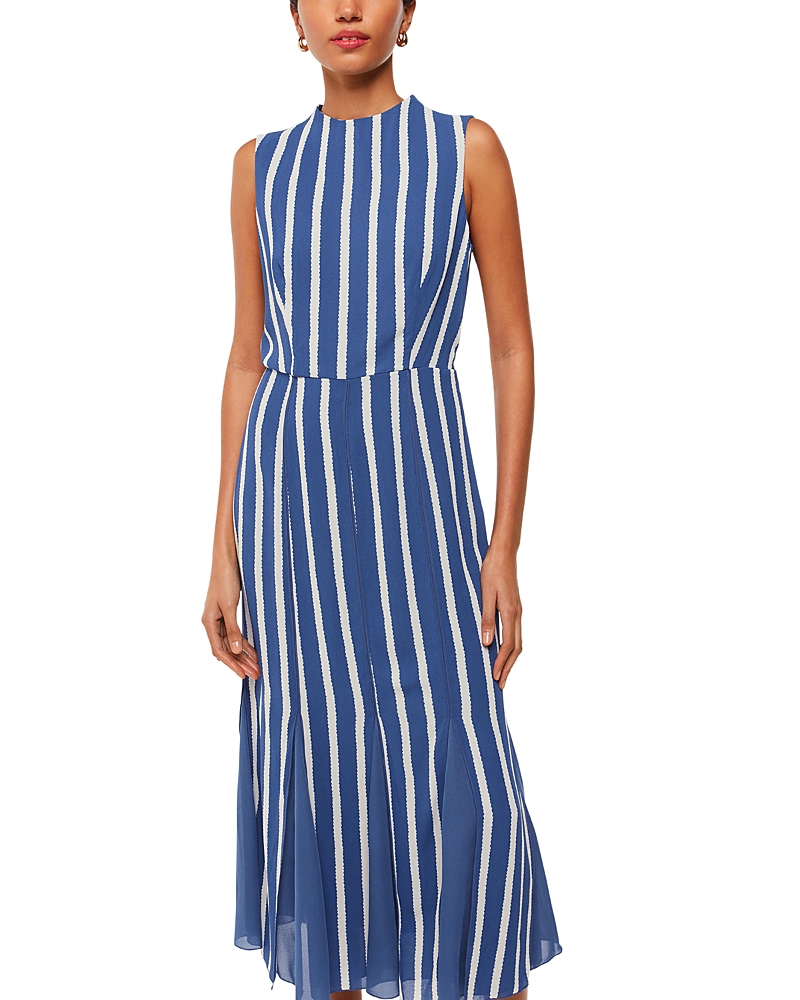 Whistles Crinkle Stripe Midi Dress