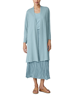 Shop Eileen Fisher Long Linen & Cotton Cardigan Sweater In Seafoam