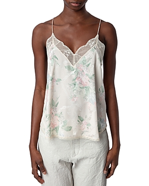 Shop Zadig & Voltaire Christy Jac Chaines Silk Top In Mastic