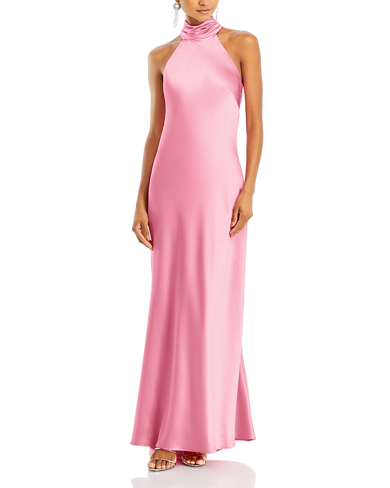 Aqua Sleeveless Satin Gown - Exclusive