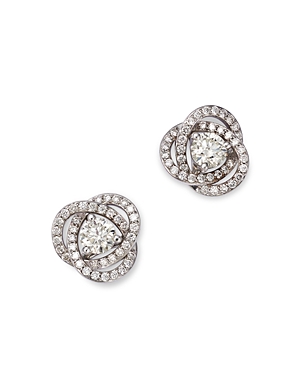 Bloomingdale's Diamond Love Knot Stud Earrings In 18k White Gold, 1.30 Ct. T. W. In White