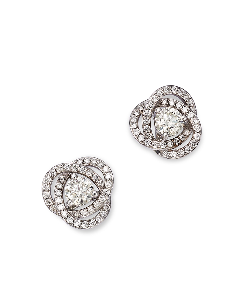Bloomingdale's Fine Collection Diamond Love Knot Stud Earrings in 18K White Gold, 1.30 tcw