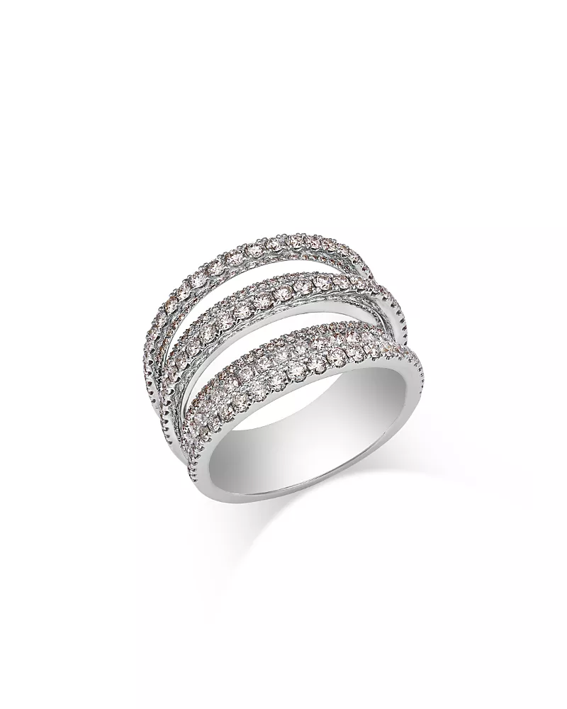 Bloomingdale's Fine Collection Diamond Multi-Row Statement Ring in 14K White Gold, 1.65 tcw