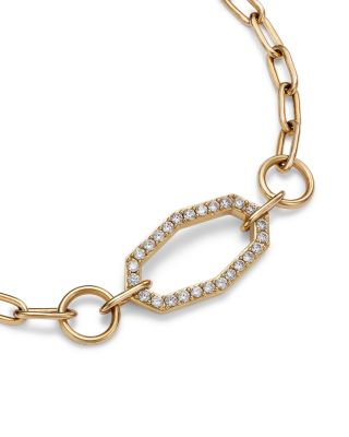 Diamond Geometric Paperclip Link Bracelet in 14K Yellow Gold, 0.50 tcw