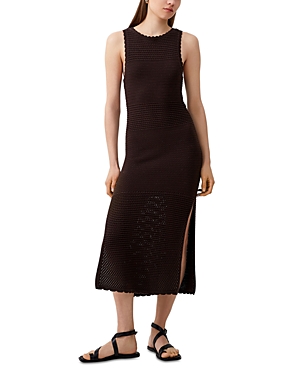 Shop French Connection Momo Nellis Crochet Midi Dress In Chocolate