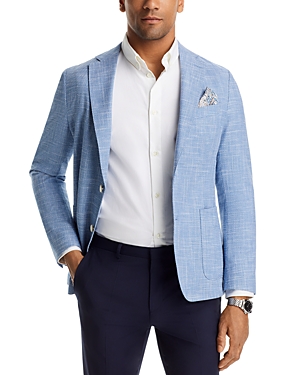 Hugo Boss Hanry Melange Solid Soft Construction Slim Fit Sport Coat In Blue
