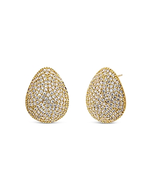 Pave Puffy On the Ear Stud Earrings