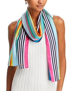 Shop Echo Tropic Stripe Silk Oblong Scarf In Multi