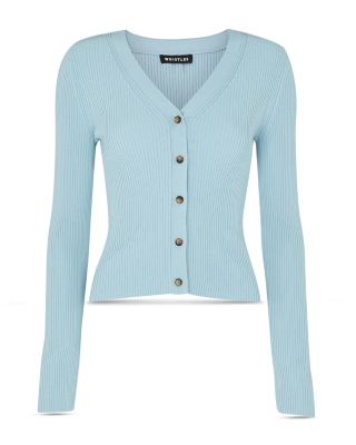 Ribbed V Neck Cardigan Sweater