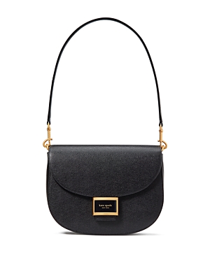 Shop Kate Spade New York Katy Textured Leather Convertible Saddle Bag In Black