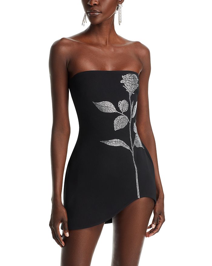 David Koma Crystal Long Sleeve Mini Dress Silver Size 4 main image 1