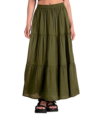 Elan Tiered Maxi Skirt In Green