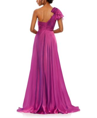 MAC DUGGAL ワンショルダー シフォンガウン Mac Duggal Pleated One Shoulder Chiffon Gown | Bloomingdale's