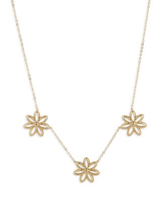 Moon & Meadow 14K Yellow Gold Triple Flower Statement Necklace, 18-19