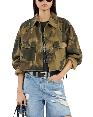 Camouflage Cropped Denim Jacket