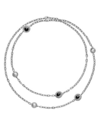Pearl Classics Station Chain Necklace in Sterling Silver with Stone, 4mm