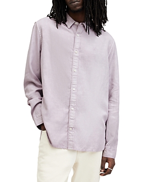 Shop Allsaints Laguna Relaxed Fit Button Down Shirt In Smokey Lilac