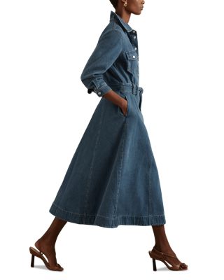 REISS Elsa Denim Midi Dress | Bloomingdale's Women