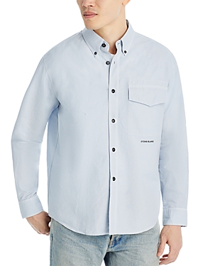 Shop Stone Island Cotton & Linen Shirt Jacket In Sky Blue
