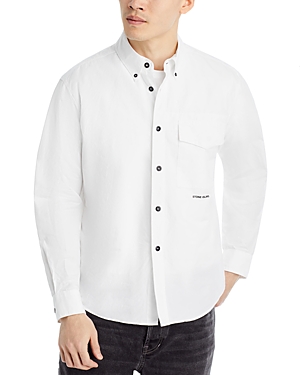Shop Stone Island Cotton & Linen Shirt Jacket In White