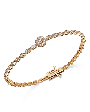 Bloomingdale's Diamond Halo Center Tennis Bracelet In 14k Yellow Gold, 1.80 Ct. T. W. In Gold