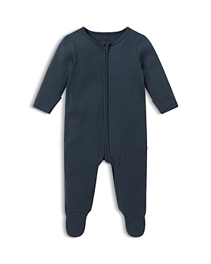 Shop Mori Unisex Clever Zip Footie Pajamas - Baby In Ribbed Navy