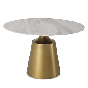 Shop Eichholtz Nathan Dining Table In Gold/white Marble