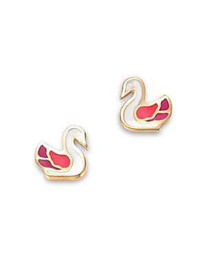Bloomingdale's Kids' Children's Swan Stud Earrings In 14k Yellow Gold