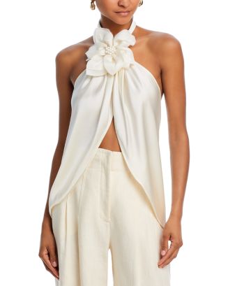 Ameri アメリ COTTON SILK HALTER TOP ホワイト Ariel Halter Top – USA KOOKAÏ