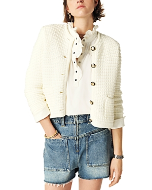 Shop Ba&sh Ba & Sh Gaspard Crewneck Cardigan Sweater In Off White