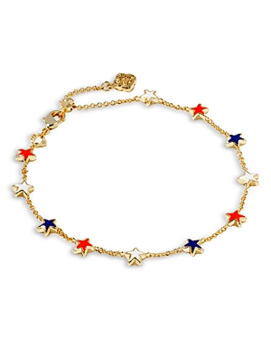 Shop Kendra Scott Sierra Star Slider Bracelet In 14k Gold Plated In Gold Red White Blue Mix