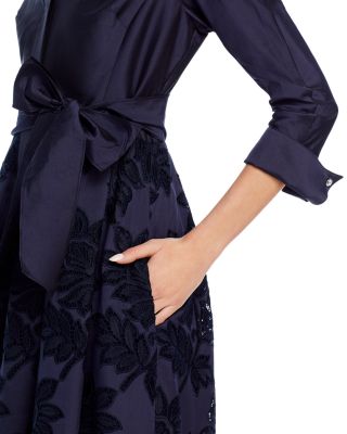 Floral Eyelet Collared Midi Dress