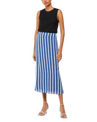 Crinkle Stripe Midi Skirt