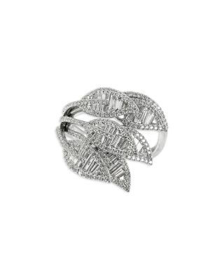 Zydo 18K White Gold Mosaic Diamond Leaf Cluster Ring