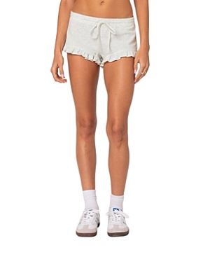 Shop Edikted Randi Ruffled Micro Shorts In Gray Melange