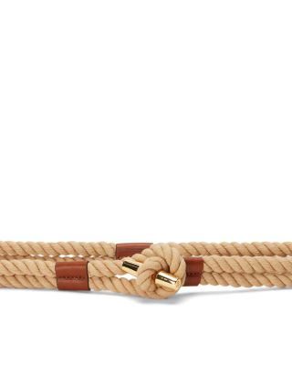 Ralph Lauren Leather-Trim Rope Toggle Skinny Belt