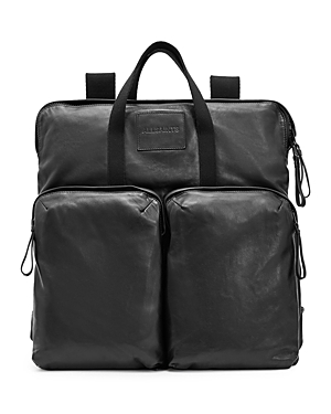 Allsaints Force Leather Backpack In Black