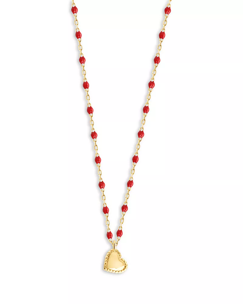 Gigi Clozeau 18K Yellow Gold Lucky Mini Heart Poppy Pendant Necklace, 15.3