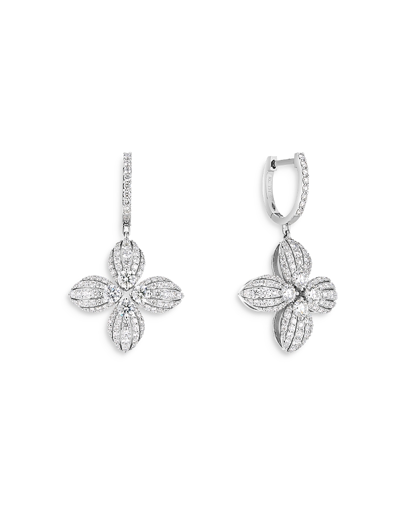 Roberto Coin 18k White Gold Love In Verona Diamond Flower Drop Earrings - Exclusive In White