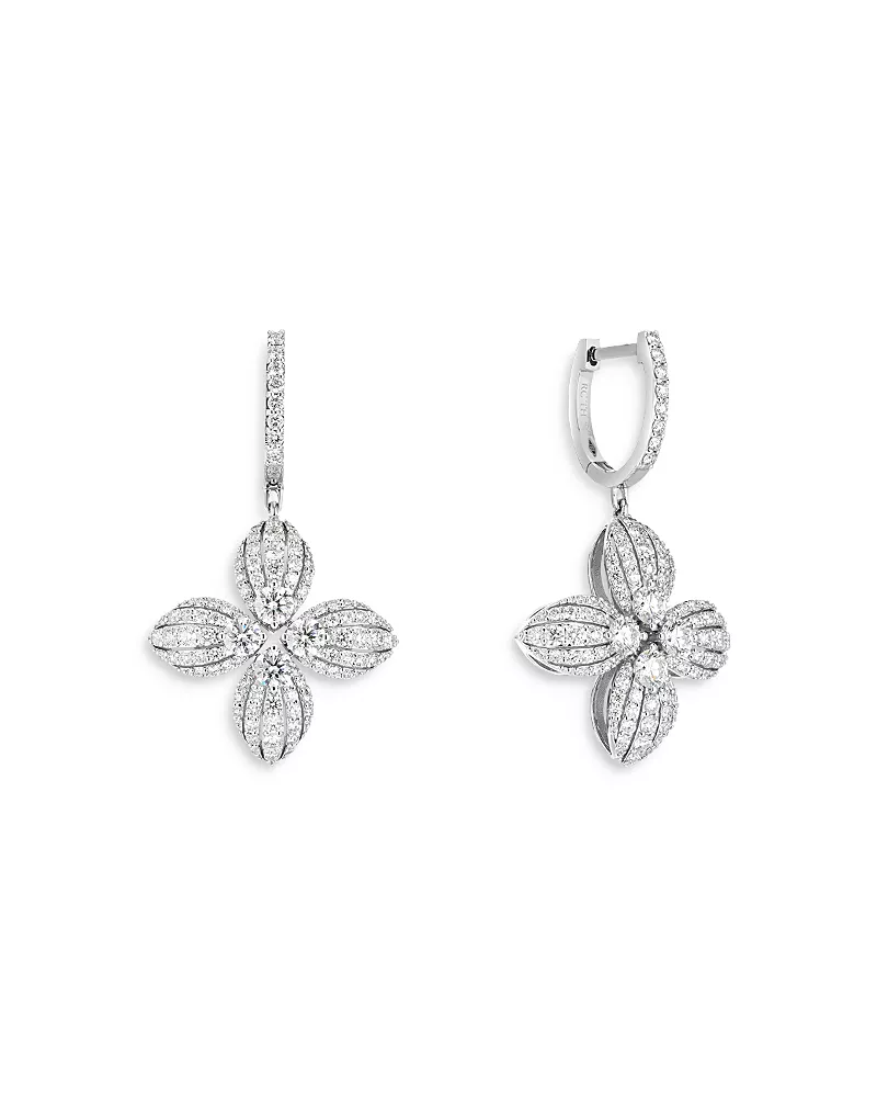 Roberto Coin 18K White Gold Love in Verona Diamond Flower Drop Earrings - Exclusive