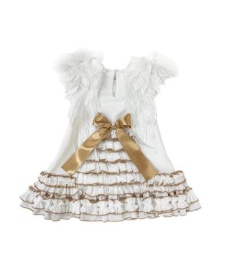 Girls' Angelina White Feather Wings Dress - Baby, Little Kid, Big Kid